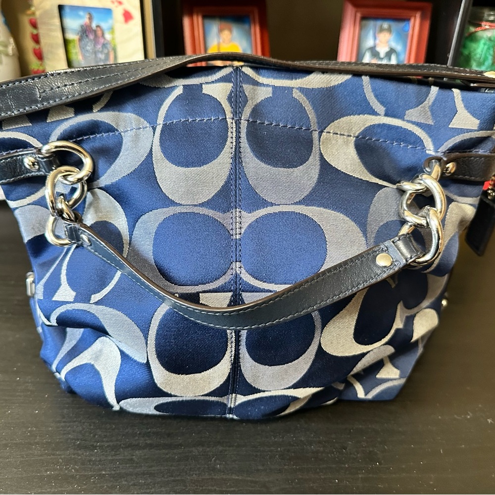 Coach Navy and Gray Shoulder Bag